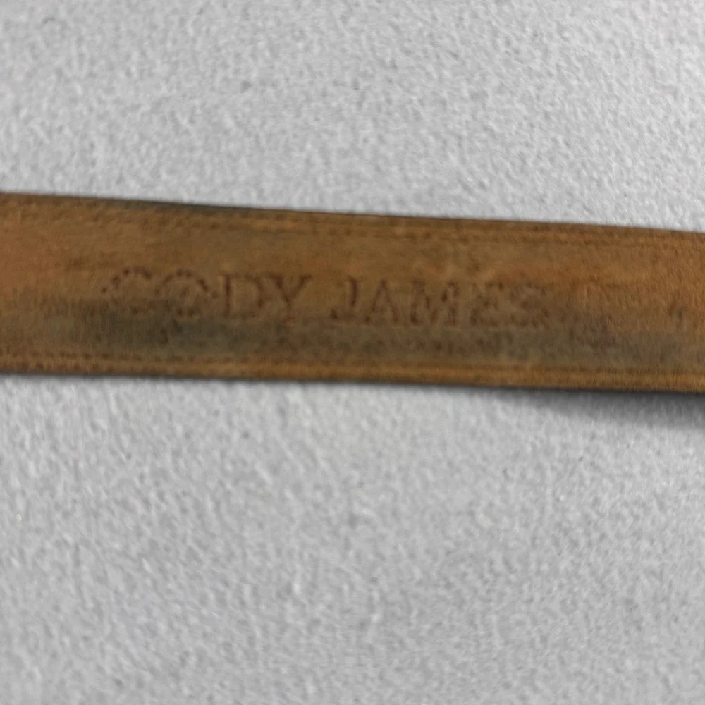 Cody James Mens 32 Brown Leather Belt American Flag Buckle Distressed Western